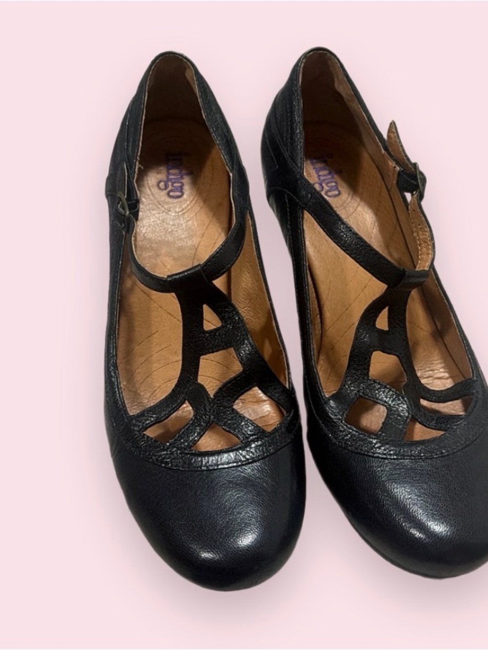 Clarks Indigo Y2K Black Leather Mary Jane Heels 9.5